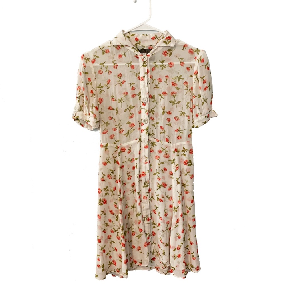 REFORMATION Button Up Sheer Floral Dress